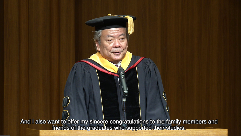 Wataru Hasegawa, Chủ tịch Tập đoàn KCG, phát biểu trong buổi lễ qua video